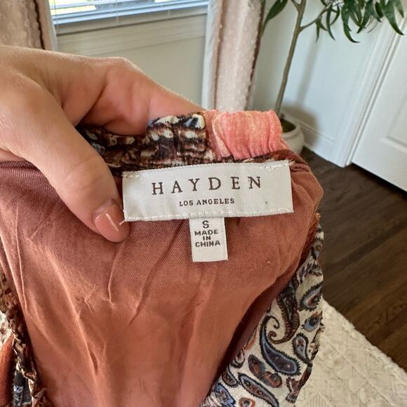 Hayden Paisley Patchwork Ruffle Neck Chiffon Tunic Dress - Picture 8 of 10